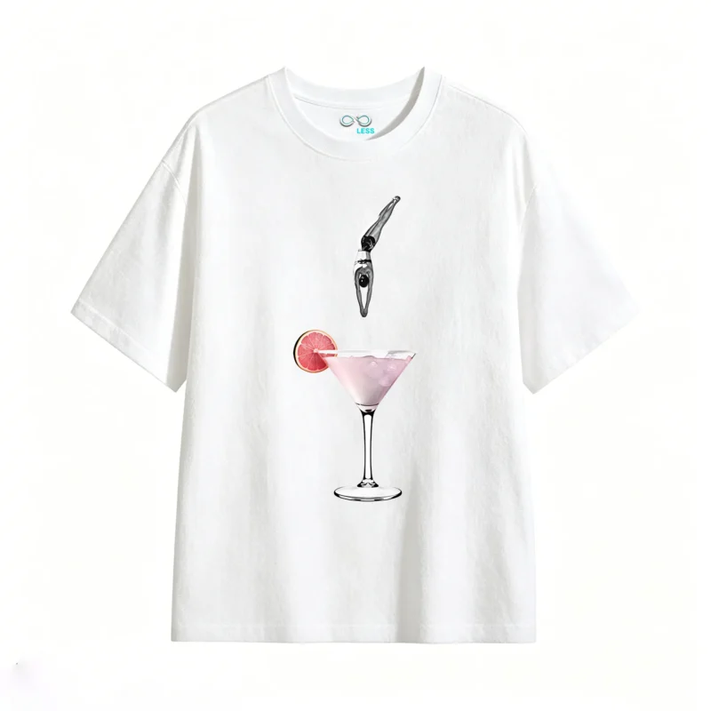 Remera Algodón Estampado Cocktail Clavado Diseño Premium
