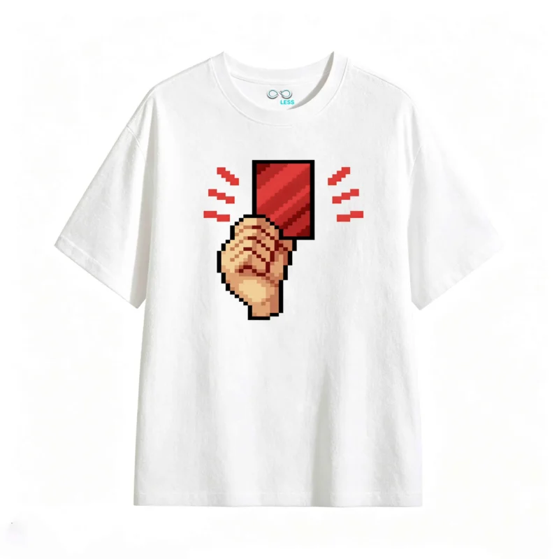 Remera Algodón Estampado Pixel Art Tarjeta Roja Full Premium