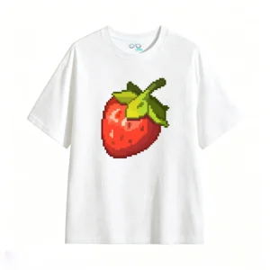 主图_2 Remera Algodón Estampado Frutilla Pixel Art Diseño Gamer