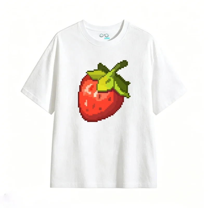 Remera Algodón Estampado Frutilla Pixel Art Diseño Gamer