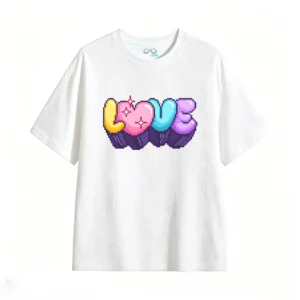 主图_2 Remera Algodón Estampado Love Pixel Art Diseño Y2K Casual