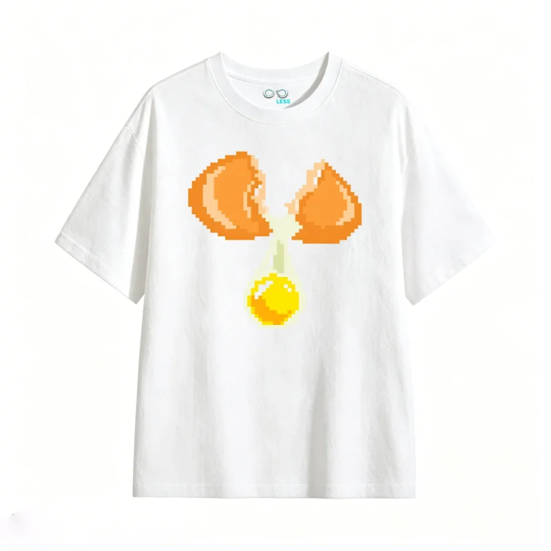 主图_2 Remera Algodón Estampado Pixel Art Huevo Diseño Minimalista