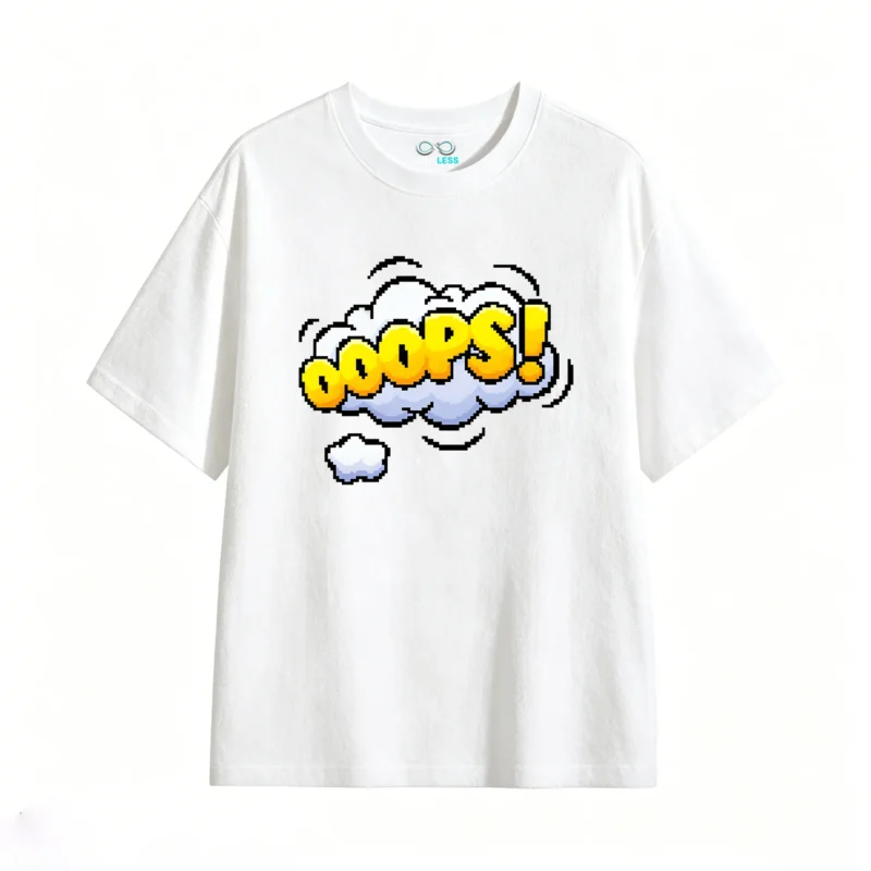 Remera Algodón Estampado Ooops Pixel Art Diseño Urbano Premium