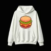 主图_2 Buzo con Capucha Algodón Estampado Hamburguesa Pixel Art Gamer Casual