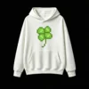 Buzo con Capucha Algodón Estampado Trébol Pixel Art Casual Premium