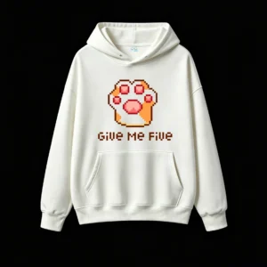 Buzo con Capucha Algodón Estampada Pixel Art Give Me Five Casual