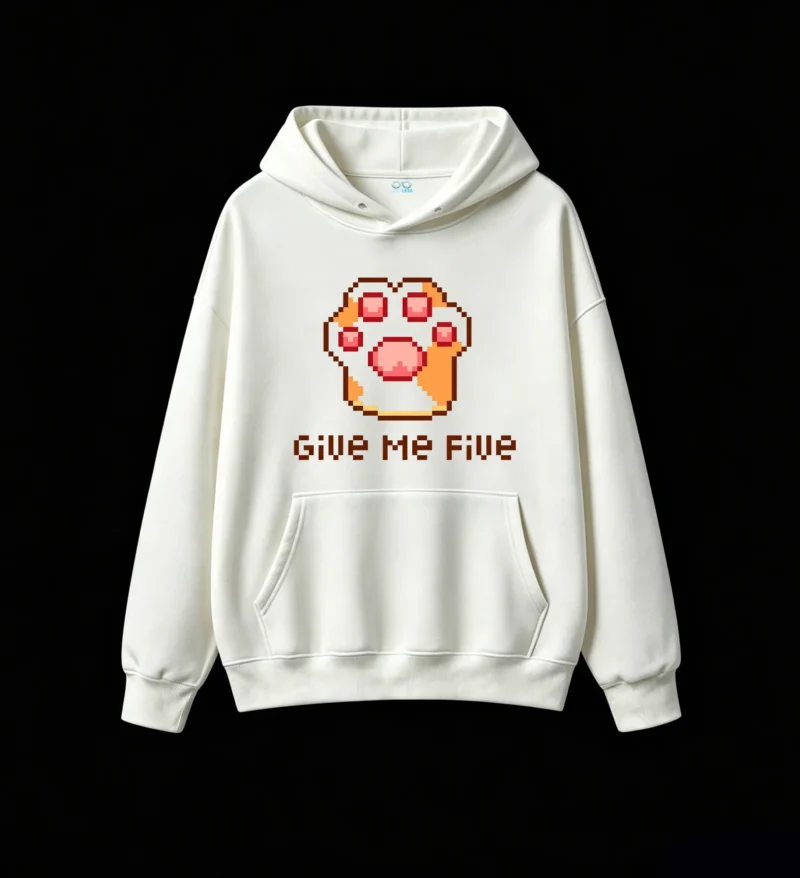 主图_2 Buzo con Capucha Algodón Estampada Pixel Art Give Me Five Casual