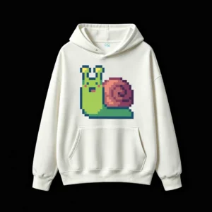 Buzo con Capucha Algodón Diseño Caracol Pixel Art Estilo Kawaii Trend