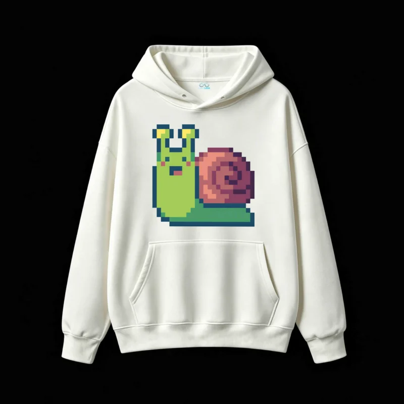 主图_2 Buzo con Capucha Algodón Diseño Caracol Pixel Art Estilo Kawaii Trend