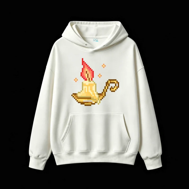 Buzo con Capucha Algodón Estampado Pixel Art Vela Vintage Premium