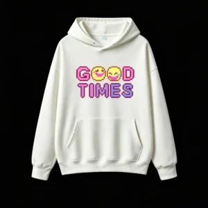 Buzo con Capucha Algodón Estampada Good Times Pixel Art Urbano Casual