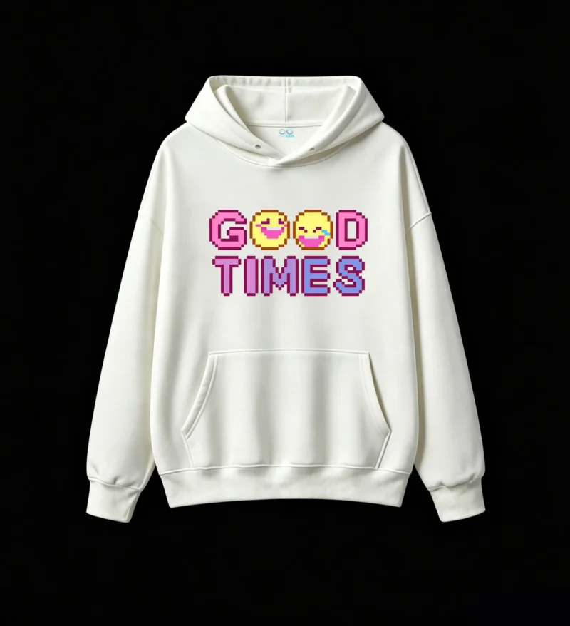主图_2 Buzo con Capucha Algodón Estampada Good Times Pixel Art Urbano Casual