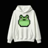 Buzo con Capucha Algodón Estampado Pixel Art Rana Kawaii Oversize