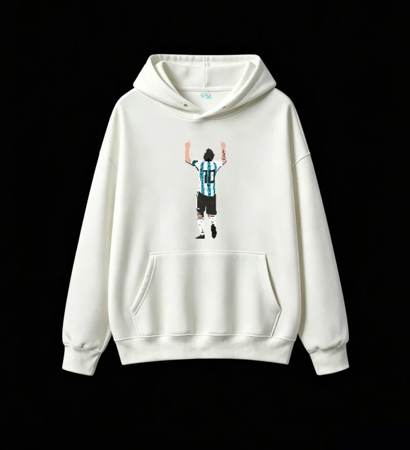 主图_2 Buzo con Capucha Algodón Estampada Messi Selección Argentina 10 Premium