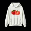 Buzo con Capucha Algodón Estampado Tomate Pixel Art Diseño Casual Top