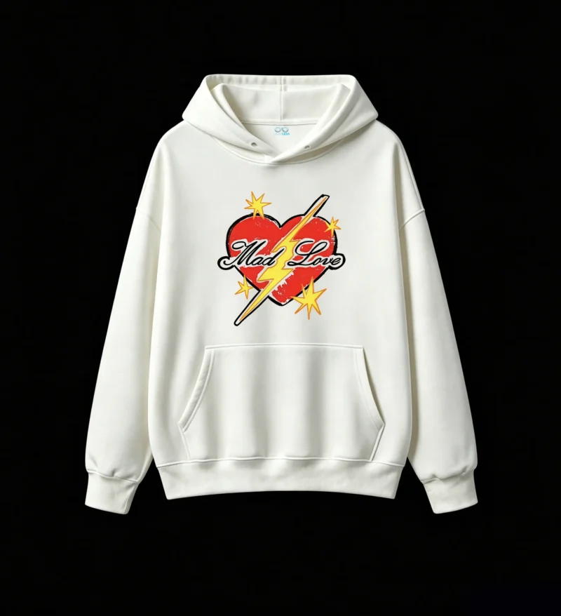主图_2 Buzo con Capucha Algodón Estampado Corazón Rayo Diseño Urbano Premium