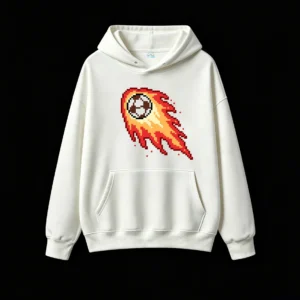 主图_2 Buzo con Capucha Algodón Estampado Pixel Art Cometa Fuego Gamer Premium