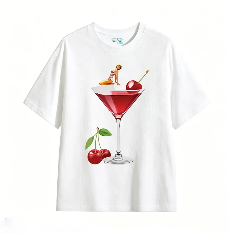 Remera Algodón Estampado Pin Up Cóctel Verano Casual Premium