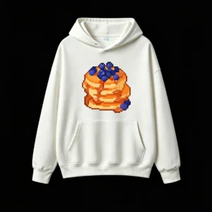 主图_2 Buzo con Capucha Algodón Pancakes Arándanos Pixel Art Estampada Cool