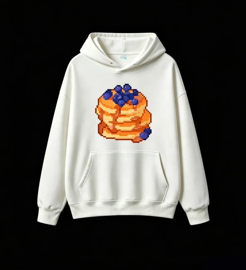 Buzo con Capucha Algodón Pancakes Arándanos Pixel Art Estampada Cool