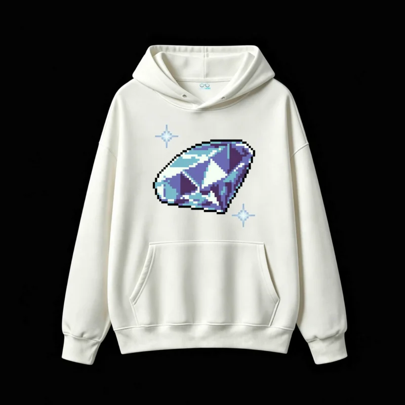 Buzo con Capucha Algodón Estampado Pixel Art Diamante Retro Urbano