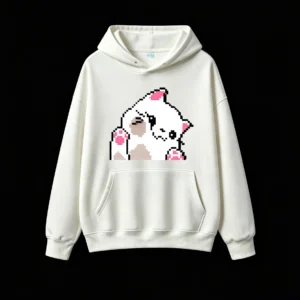主图_2 Buzo con Capucha Algodón Estampado Pixel Art Diseño Gaming Premium