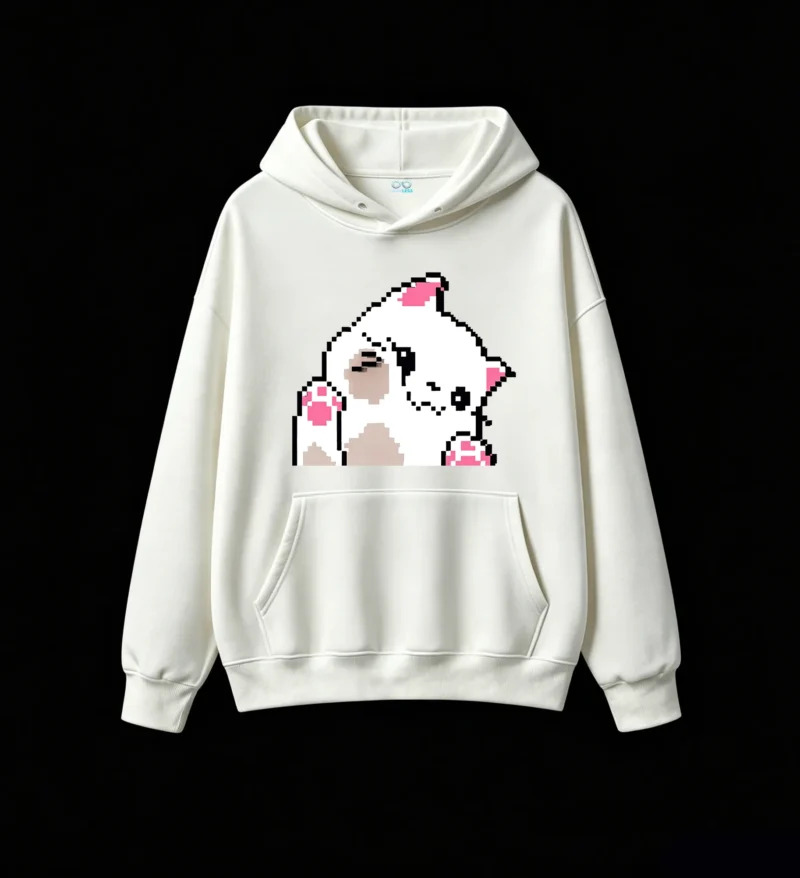 Buzo con Capucha Algodón Estampado Pixel Art Diseño Gaming Premium