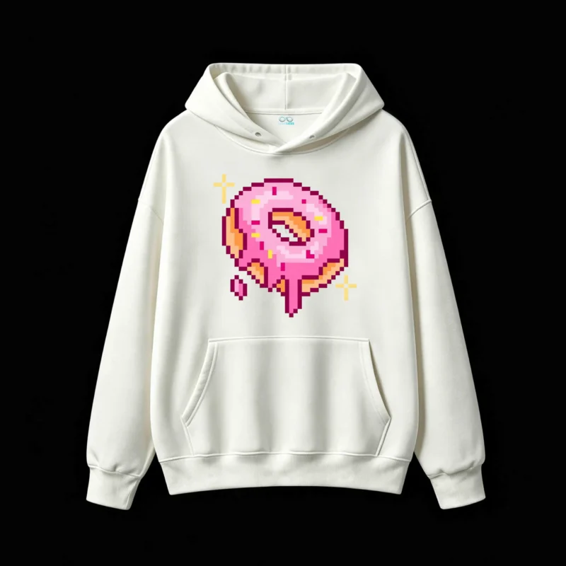 Buzo con Capucha Algodón Estampado Donut Pixel Art Diseño Aesthetic