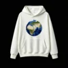 Buzo con Capucha Algodón Estampado Planeta Tierra Pixel Art Casual