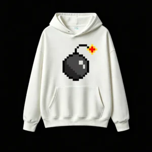 主图_2 Buzo con Capucha Algodón Estampado Pixel Art Bomba Gamer Calidad