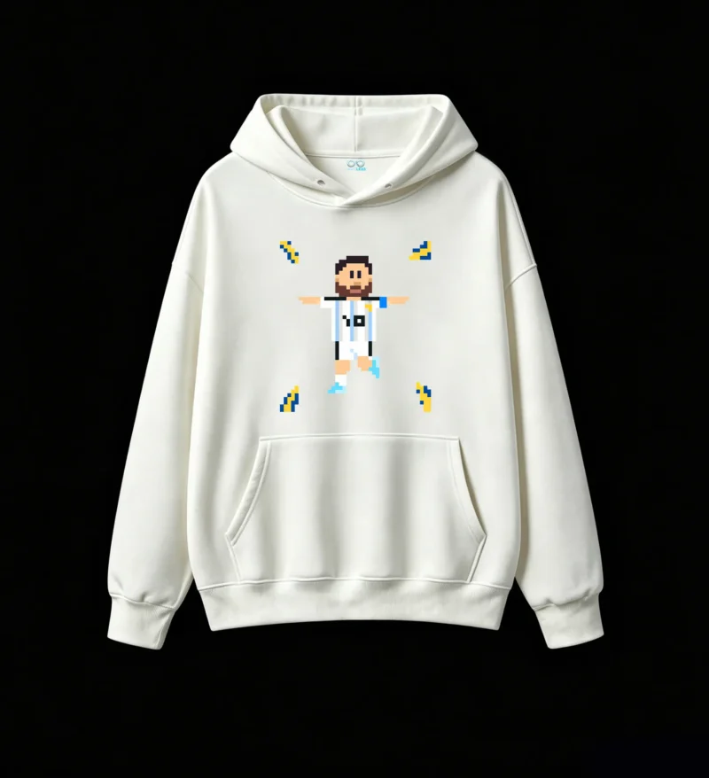 主图_2 Buzo con Capucha Algodón Pixel Messi Argentina 10 Estilo Retro Casual