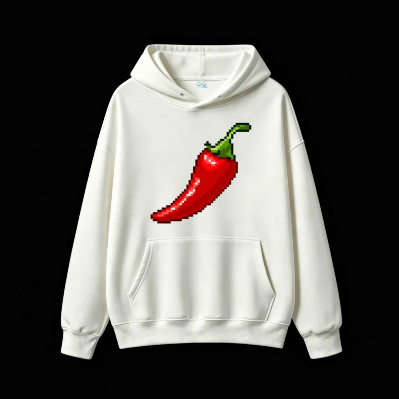 主图_2 Buzo con Capucha Algodón Estampado Pixel Art Ají Spicy Premium