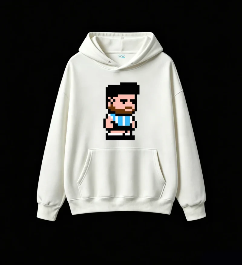 主图_2 Buzo con Capucha Algodón Messi Pixel Art Selección Argentina Premium