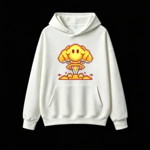 主图_2 Buzo con Capucha Algodón Estampado Pixel Art Retro Gaming Casual