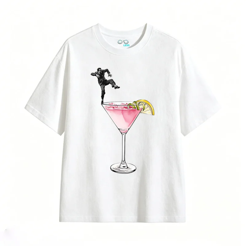 Remera Algodón Estampado Cóctel Arte Urbano Oversize Premium