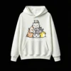 Buzo con Capucha Algodón Estampado Pixel Art Gatos Kawaii Diseño Unico