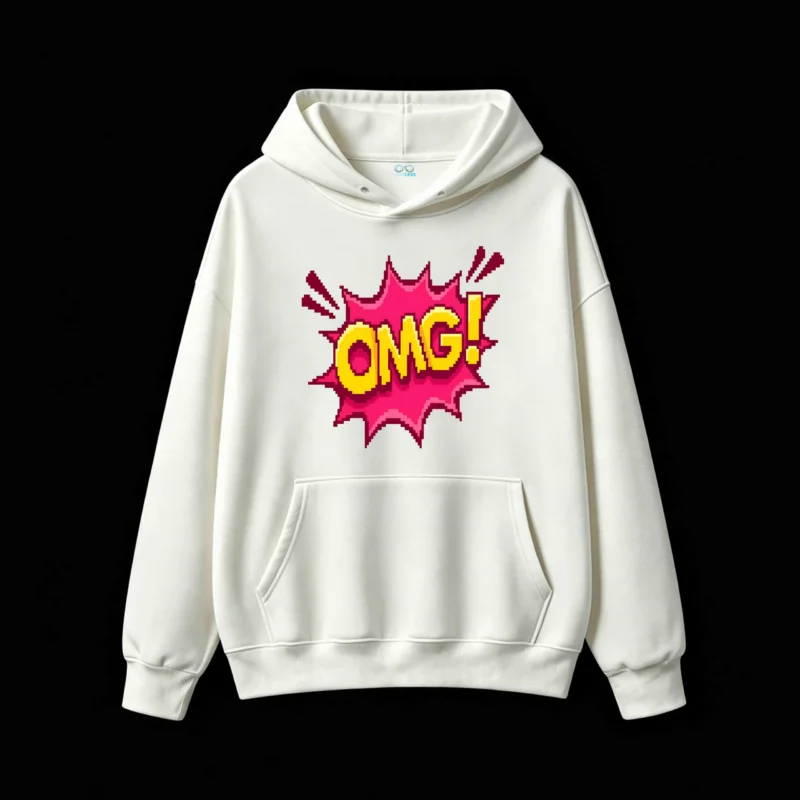 主图_2 Buzo con Capucha Algodón Estampado Omg Pixel Art Diseño Pop Premium