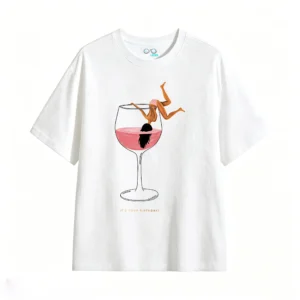 主图_2 Remera Algodón Estampada Copa Vino Birthday Fiesta Premium