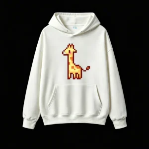 主图_2 Buzo con Capucha Algodón Estampado Jirafa Pixel Art Casual Premium