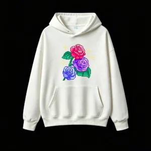 主图_2 Buzo con Capucha Algodón Estampado Flores Vintage Oversize