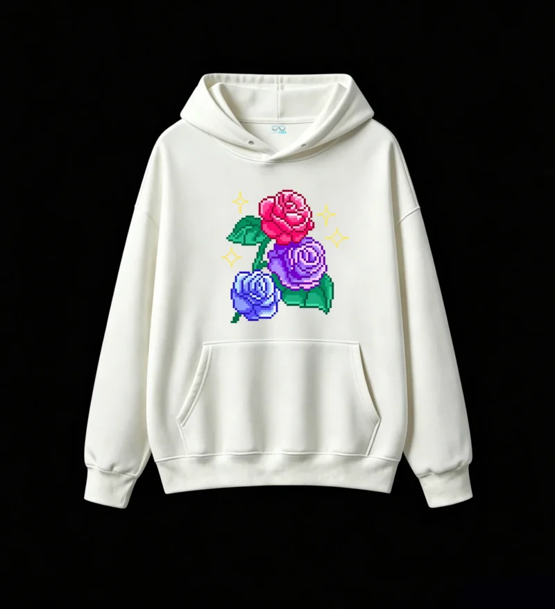 主图_2 Buzo con Capucha Algodón Estampado Flores Vintage Oversize