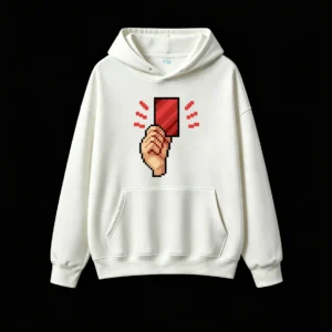 主图_2 Buzo con Capucha Algodón Estampado Pixel Art Tarjeta Roja Casual Trend