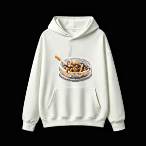 主图_2 Buzo con Capucha Algodón Estampado Pixel Art Diseño Cenicero Premium