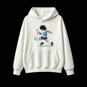 Buzo con Capucha Algodón Diseño Pixel Art Fútbol Argentina Selección
