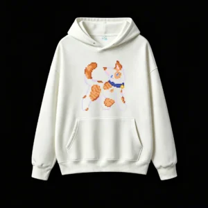主图_2 Buzo con Capucha Algodón Pixel Art Fox Diseño Exclusivo Calidad Premium