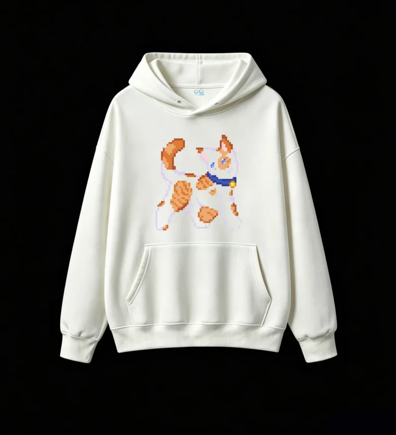 主图_2 Buzo con Capucha Algodón Pixel Art Fox Diseño Exclusivo Calidad Premium