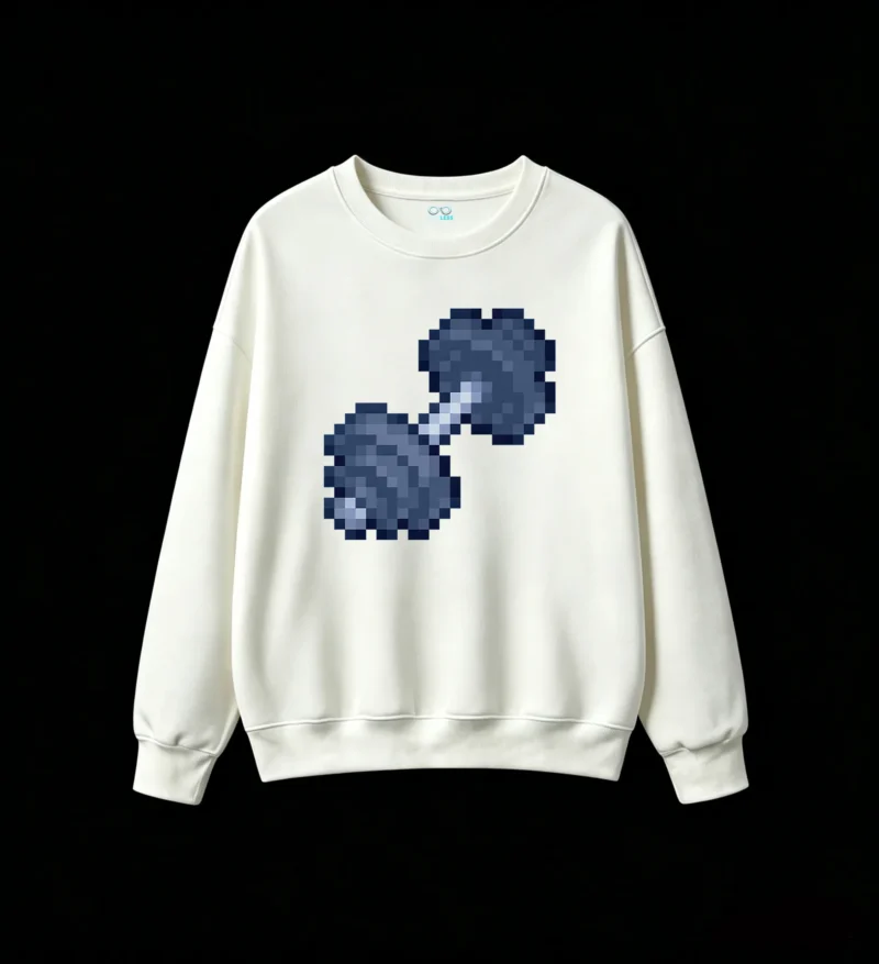 主图_2 Buzo cuello redondo Pixel-220 Estampado Pesas Entrenamiento Gamer Algodón