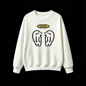 主图_2 Buzo cuello redondo Algodón Estampado Alas Pixel Art Diseño Casual Premium