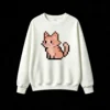 Buzo cuello redondo Algodón Estampado Gato Pixel Art Kawaii Urbano Trend