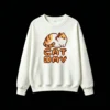 Buzo cuello redondo Algodón Estampado Pixel Art Gato Casual Premium
